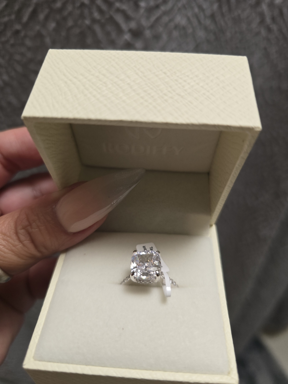 RODIFFY Silver 3.5CT Cushion Cut Moissanite Engagement Ring